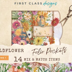Aquarelle fleurs sauvages indésirables pour journal, pochettes, éléments floraux, pack d'extras, pages numériques imprimables éphémères, papier artisanal, scrapbooking WF01