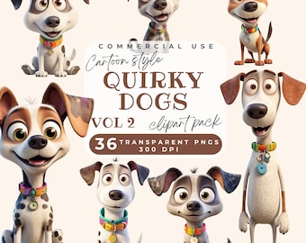 Quirky Dogs Clipart PNG, Quirky dog clipart, Whimsical Dogs Clipart Cute Caricature Pets Cute and silly dogs funny cartoon dogs clip art