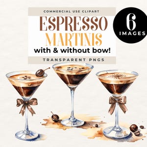 Szklanka Martini z kokardą Clipart, Akwarela Kawa Espresso Martini Koktajl Clipart Dziewczęcy Napój Kokietka Kokarda Grafiki Wieczór Panieński