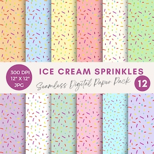 Candy Sprinkles Digital Paper Pack, Seamless Sprinkle Pattern, Ice cream sprinkles, pastel backgrounds JPG Commercial Use, Instant Download