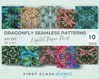 Aquarell Libellen Digitales Papier Libelle Nahtloses digitales Papier Kommerzielle Nutzung Scrapbooking Journaling Kartenherstellung Digitaler Hintergrund