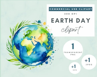 Earth Day png, Watercolor earth,  green blue earth, Recycle, Save the Planet, Green Living, Love Our Planet, card making, stationery, SVG