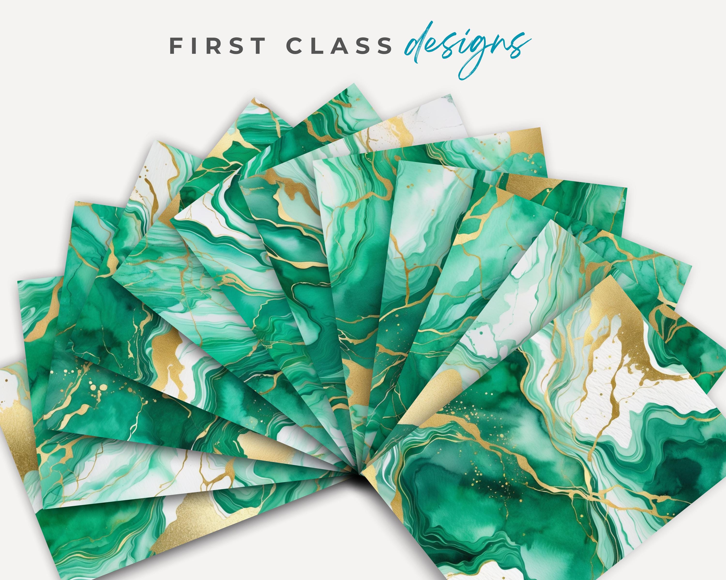 Emerald Green and Gold Digital Paper, Marble Digital Paper Pattern ...