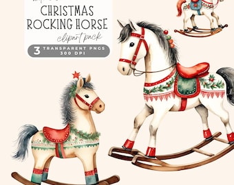 クリスマス ロッキング ホース クリップアート、ヴィンテージ