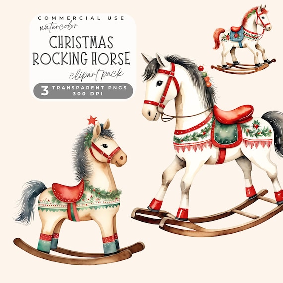 クリスマス ロッキング ホース クリップアート、ヴィンテージ