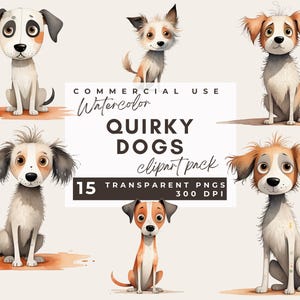 Quirky dogs clipart, Quirky Dog Clip art PNG, Whimsical scruffy Dogs, cute Puppy Whimsy graphics Funny Pets T-shirt Designs Instant Download