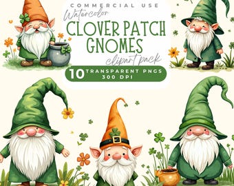 Watercolor St. Patrick’s Day Gnomes Clipart, St Patrick Gnome PNG St Patrick’s Day graphics St. Patrick’s Day Png, St Paddy's Day gnomes PNG