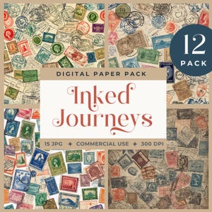 Papel digital para carimbo de passaporte, papel para scrapbook de viagem vintage, fundos de mapa-múndi grunge, etiquetas de bagagem, páginas de diário de aventuras