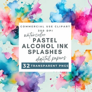 Pastell Aquarell Alkohol Tinte spritzen Clipart Aquarell Farbspritzen Clipart PNG Farbe Splatter Clipart Alkohol Tinte Abstrakt Clipart