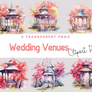 Wedding Venue Clipart, Watercolor Gazebo Clipart, Bridal Clipart, Junk Journal Wedding Venue Illustration, Commercial Use Clipart, Printable