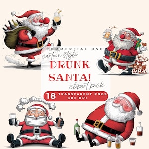 Babbo Natale ubriaco PNG, Babbo Natale divertente Clipart, Sublimazione di Natale, Festa alcolica Babbo Natale cattivo PNG, Babbo Natale che beve alcol, File digitale