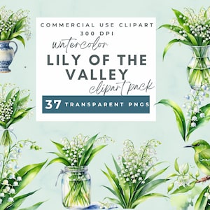 Clipart de muguet, clipart aquarelle de muguet, clipart bouquet de fleurs de naissance mai, clipart aquarelle imprimable artisanat en papier