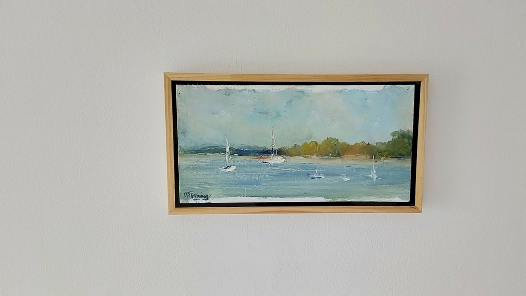 Lake Norman Painting, North Carolina Painting, Original Artwork, Impressionism, Boat Painting