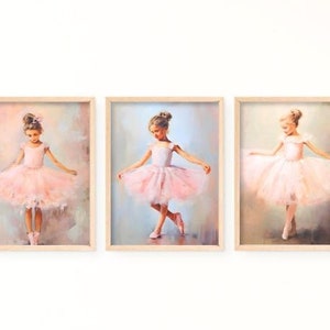 Ballerina Print Set of 3, Ballerina Oil Painting Girls Room Wall Decor, Set of 3 Ballerina Prints, Nursery Wall Decor, Watercolor Printables