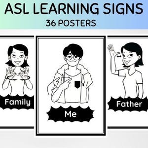 Asl Learning for Kids, Asl Classroom Sign Posters, Sign Language Poster, Asl Sign Decor, Baby Sign Language, Deaf Education, Asl Download.