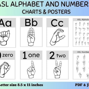 Asl Alphabet and Number Learning, Asl Classroom Sign Posters, Asl Learning for Kids, Sign Language Poster, Asl Sign Decor, Asl Download.