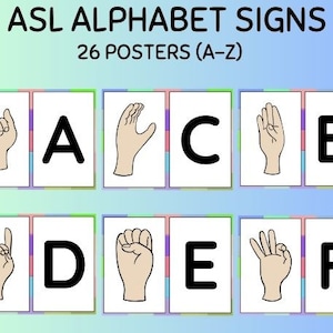 Amerikanisches Zeichensprache Alphabet Poster, Asl Lernposter für Kinder, Alphabet Gebärdensprache lernen, Asl Download, DHH Printable