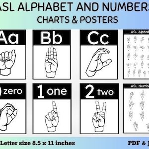 Asl Alphabet Posters, Asl Number Posters, Asl Learning for Kids, Toddler Work Book, Sign Language Poster, Asl Vocabulary, Asl Download