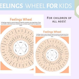 Feelings Wheel for Kids, Feelings Printable Worksheet, Self Esteem Tools, Social Emotional Learning, Childrens SEL, Child Self Awareness