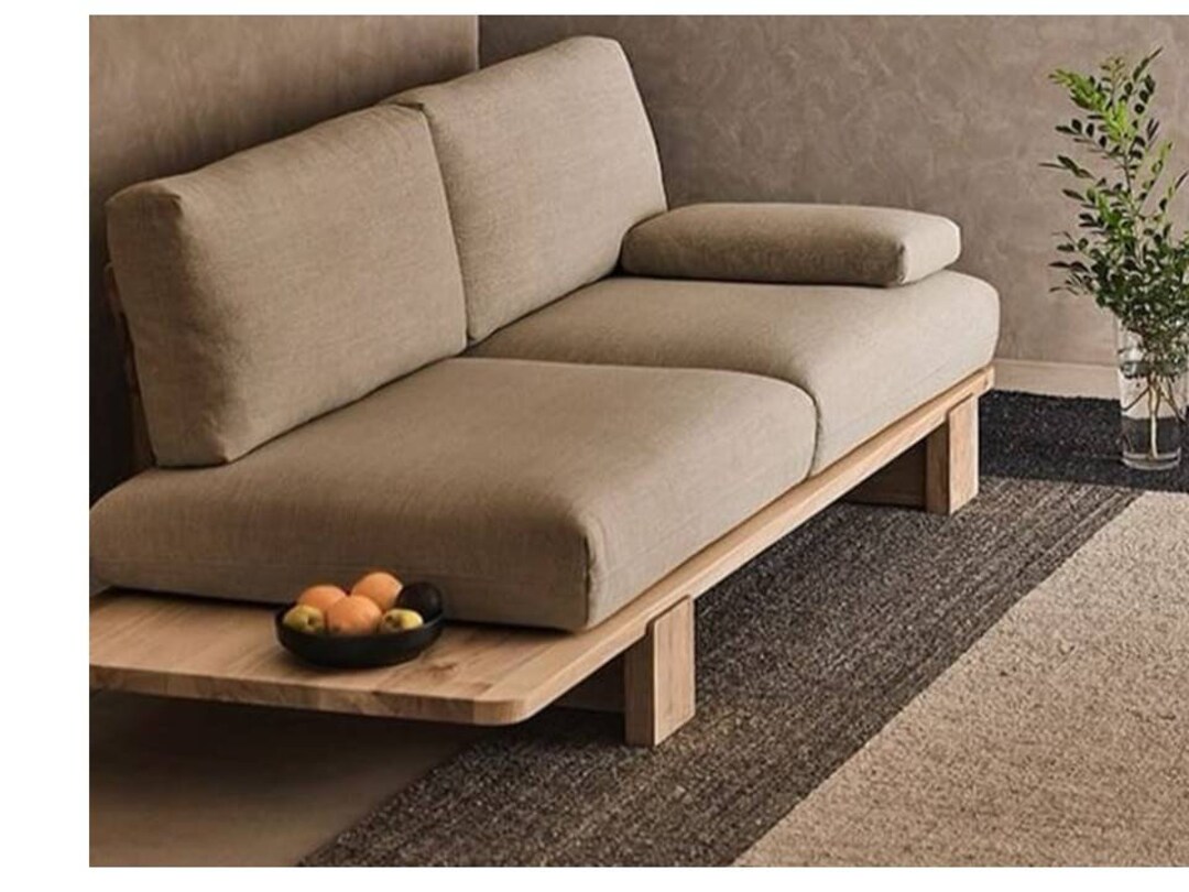 Customizable Rustic Modern Oak Wood Sofa Modern Interior Etsy