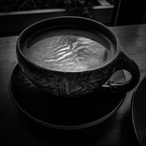 Black and White Coffee Cup Photography Print Minimalist Kitchen Decor, Cafe Wall Art Coffee Lover Gift Picture of Coffee Cup