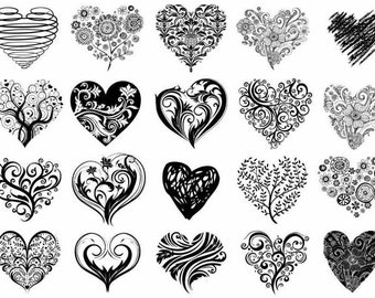 Heart Tattoos Black - Temporary tattoos - A5 sheet