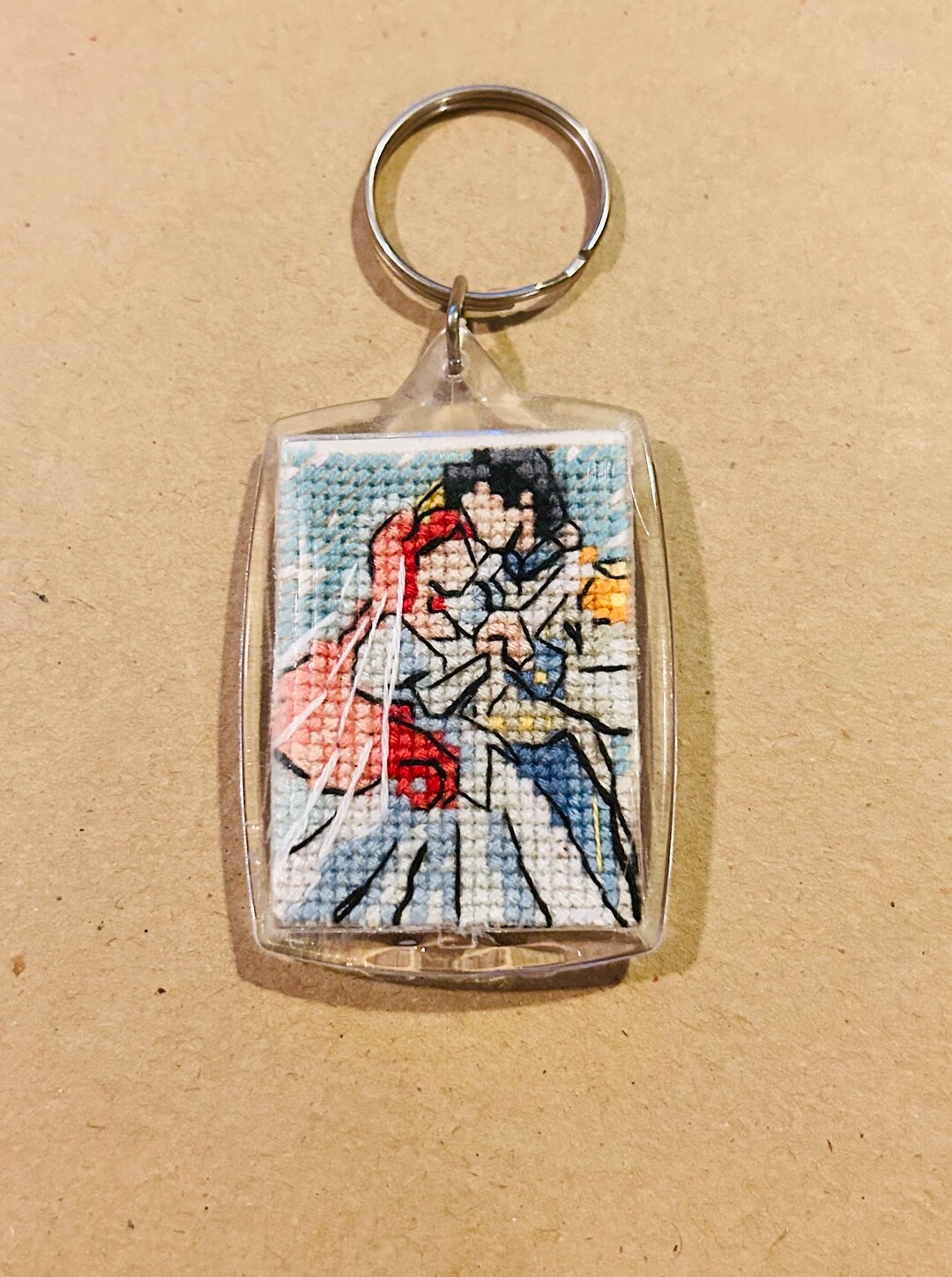 Prince Eric and Ariel Stitched Keychain - Etsy