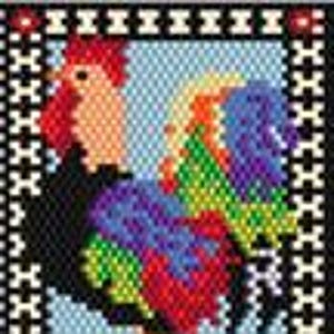 Barnyard King Rooster chicken easy amulet bag pattern peyote or brick stitch