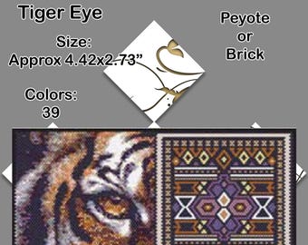 Sac à amulettes motif « Eyeil de tigre » pour peyotl ou Brick Stitch