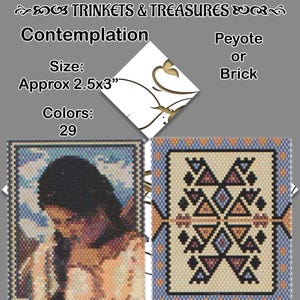 Modèle de sac d'amulettes Indian Maiden « Contemplation » pour peyotl ou Brick Stitch