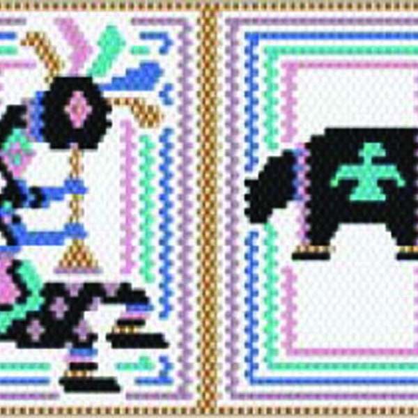 Easy But Lovely Amulet Pattern "Kokopelli/Zuni Bear" for Peyote or Brick Stitch Native American Southwest