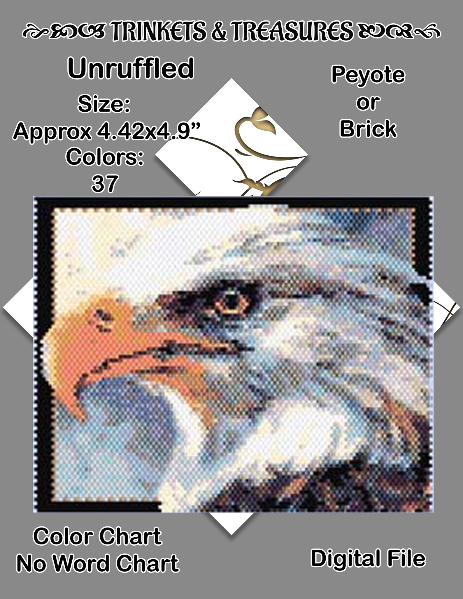 Patriotic "unruffled" American Eagle Tapestry for Peyote or Brick ...