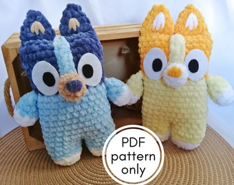 Blauwe en rode heeler, PDF haakpatroon, hond haakpatroon, amigurumi, knuffel, blauw heeler patroon, amigurumi blauwe heeler, haak