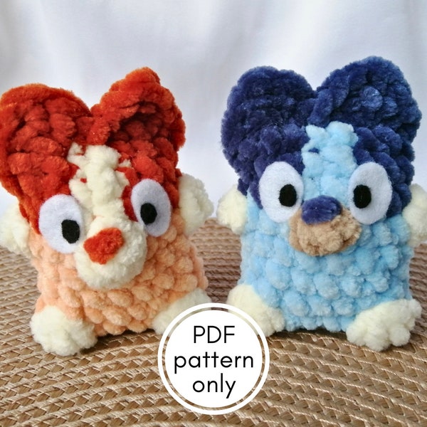 Mini blue and red heeler, PDF crochet pattern, dog crochet pattern, amigurumi, plushie, blue heeler pattern, amigurumi blue heeler, crochet