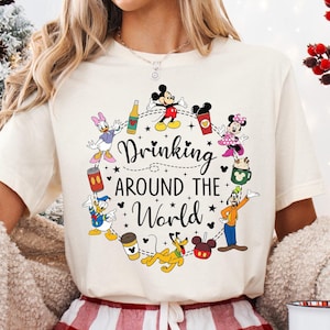 Drinking Around the World Shirt, Epcot Drinking Around The World T-shirt, Disney Couple Shirts, Disneyland Vacation Trip Shirt,Mickey Minnie