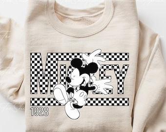 Checkered Mickey Sweatshirt, Disney Mickey Mouse 1928 Shirt, Disneyworld Matching Shirts, Retro Disney Family Trip Shirt, Mickey Mouse Shirt