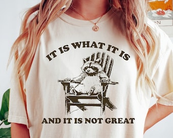 Funny Raccoon Graphic T-Shirt: Retro Meme Tee