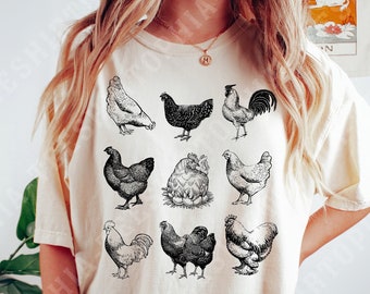 Retro Chicken T-Shirt: Farm Animal Lover Gift