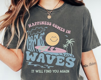 Comfort Colors Summer Waves T-Shirt: Beach Surf Graphic Tee