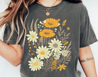 Comfort Colors Boho Wildflower Shirt, Floral Graphic Tee