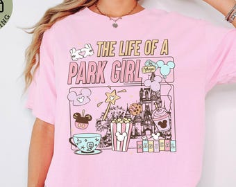 Camiseta "La vida de una chica de parque", sudadera "Viaje a Disney", camiseta "Aperitivos Disney", Reino Mágico retro, conjuntos de parques temáticos, camiseta "Globo de Mickey"
