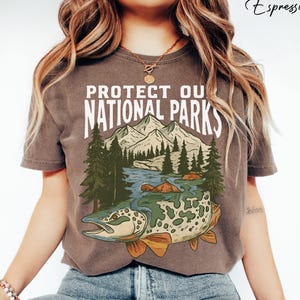 Comfort Colors National Park Shirt, Protect Our National Parks T-shirt, Vintage Nature Tee, Hiking Shirt, Outdoorsy Gift, Retro Fish T Shirt
