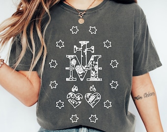 Comfort Colors Marian Catholic T-Shirt: Virgin Mary Graphic Tee