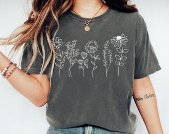 Comfort Colors Boho Wildflowers T-Shirt: Cottagecore Floral Graphic Tee
