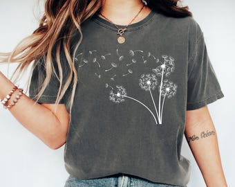 Comfort Colors Dandelion T-Shirt: Windflower Graphic Tee, Nature Lovers Shirt
