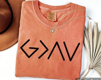 Comfort Colors Christian Shirt: God Is Greater, Bible Verse Tee
