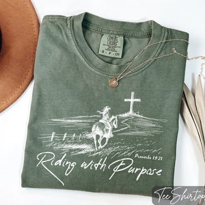 Comfort Colors Christian Cowgirl Shirt: Riding with Purpose Tee image 3