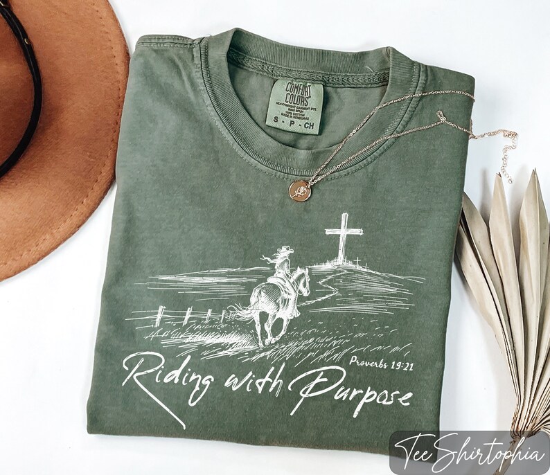 Comfort Colors Christian Cowgirl Shirt: Riding with Purpose Tee image 3