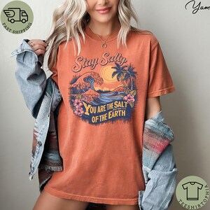 Comfort Colors Stay Salty Shirt, Christian Surf T-shirt, Salt of the Earth Graphic Tee, Matthew 5:13 Faith Tshirt, Coastal Boho Beach Tee image 7
