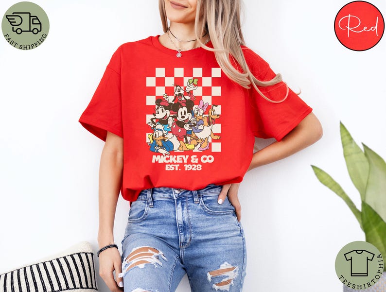 Retro Disney Sweatshirt, Mickey And Co Est 1928 Shirt, Mickey And Friends Tee, Family Vacation Gift, Magic Kingdom,Disney World Trip Sweater image 6